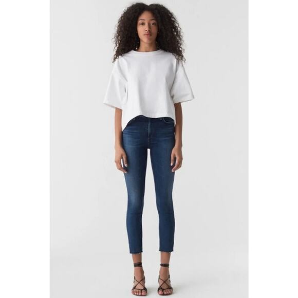 AGOLDE Sophie High Rise Skinny Jeans Raw Hem Blue Size 25 Classic Fall Denim - Picture 1 of 7